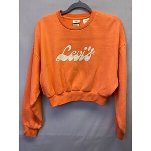 Levi's Cropped Sweatshirt‎ Orange Logo Crewneck Cozy Casual Streetwear Women's S
